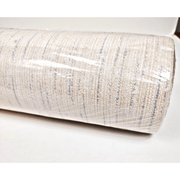 Norwall Solid Vinyl Wallcovering Textured Cream Blue Stripes 57.75 SQ FT - Picture 6 of 8